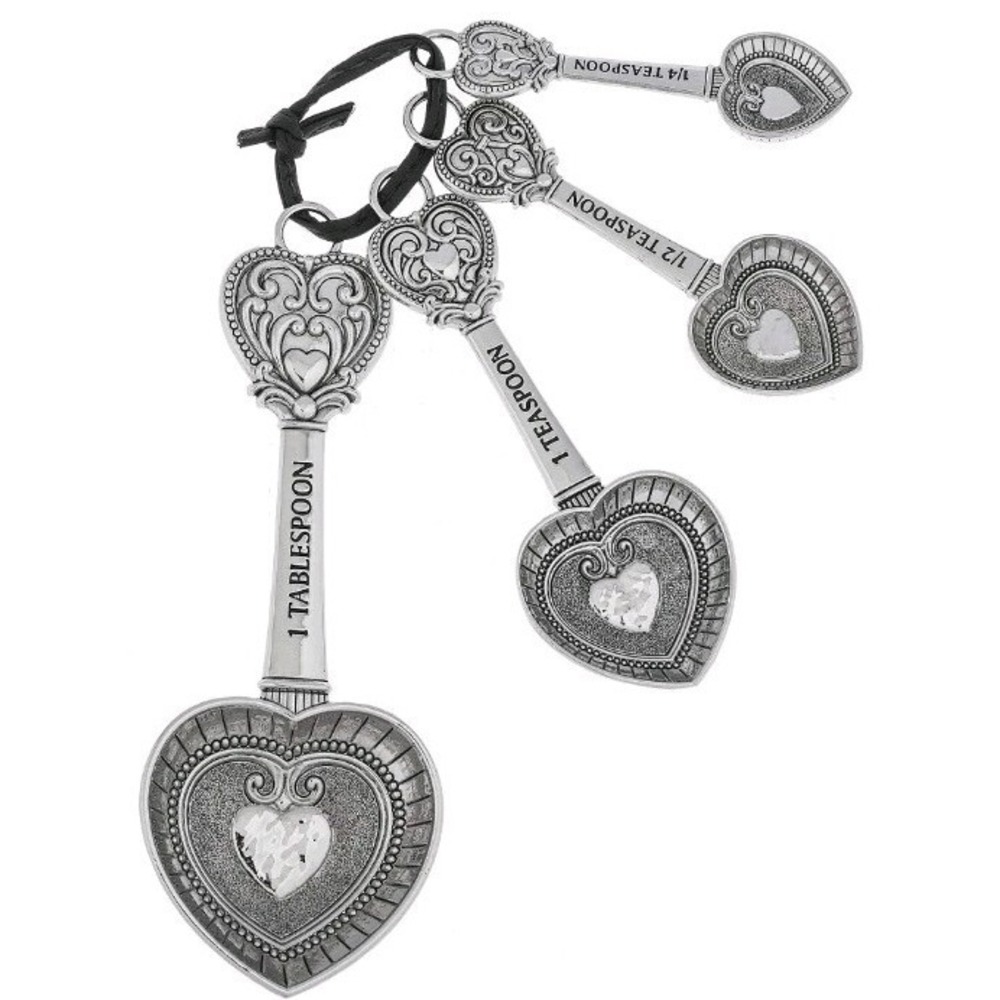 Vintage Ganz Angels Hearts & Stars 4 Piece Zinc Alloy Metal Measuring Spoon‎ Set